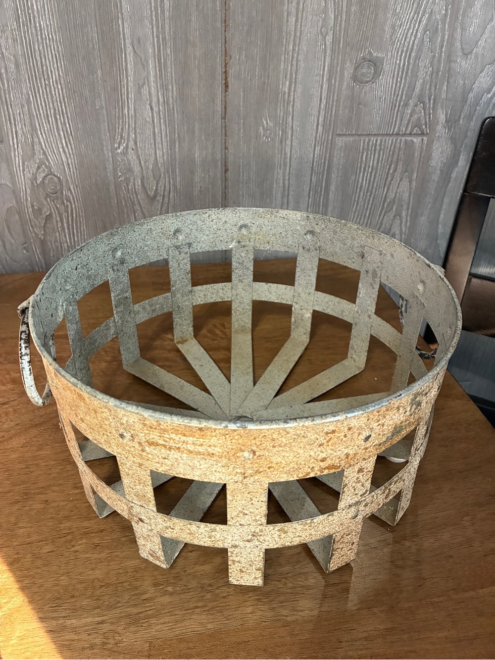 Rustic Metal Basket - Weathered White Home Accents 10” x5”